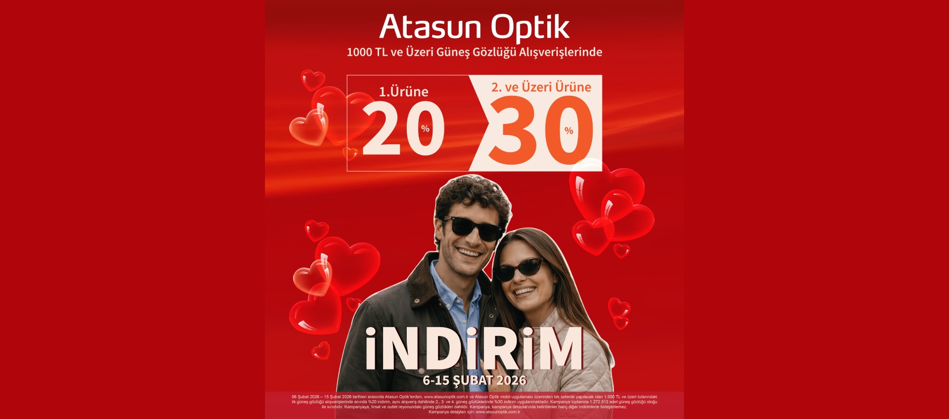 Atasun Optik 1. Ürüne %20, 2. ve Üzeri Ürüne %30 İndirim!