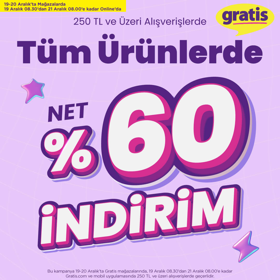 Gratis Tüm Ürünlerde %60 İndirim