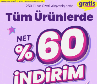 Gratis Tüm Ürünlerde %60 İndirim