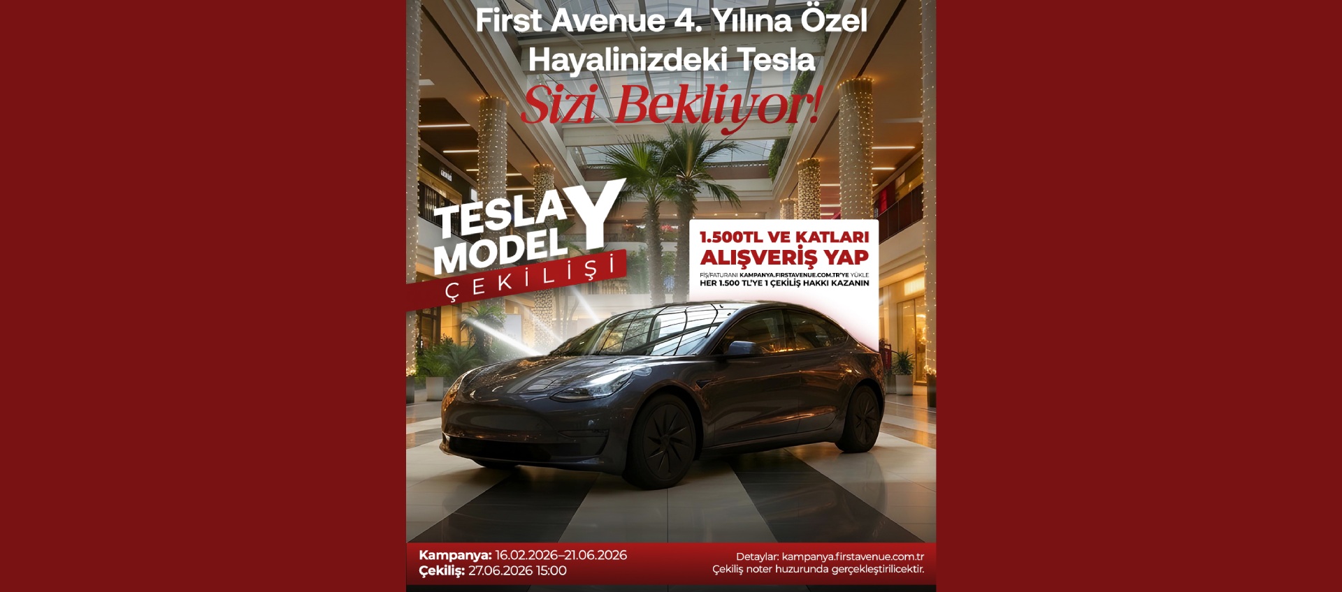 First Avenue 4. Yılına Özel Tesla Model Y Çekilişi!